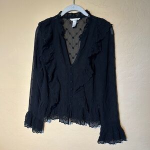 Elegant Black Ruffled Women's Top